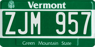 VT license plate ZJM957