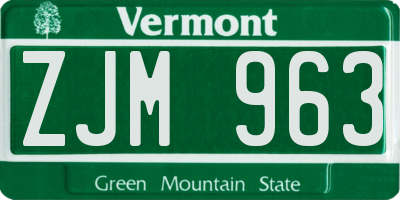 VT license plate ZJM963