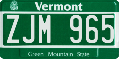 VT license plate ZJM965