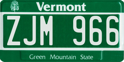 VT license plate ZJM966