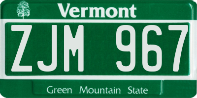 VT license plate ZJM967