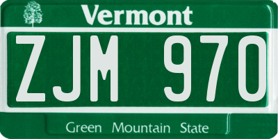 VT license plate ZJM970