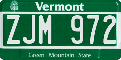 VT license plate ZJM972