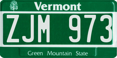 VT license plate ZJM973