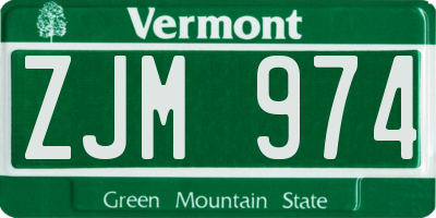 VT license plate ZJM974