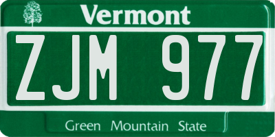 VT license plate ZJM977
