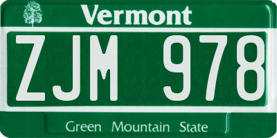 VT license plate ZJM978