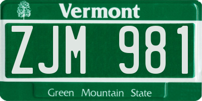 VT license plate ZJM981