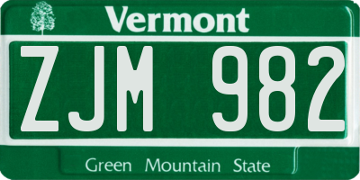 VT license plate ZJM982