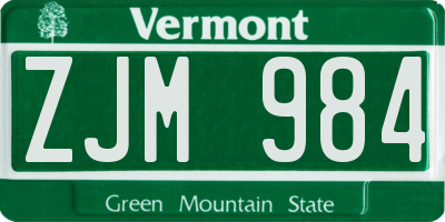 VT license plate ZJM984