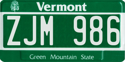 VT license plate ZJM986