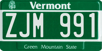VT license plate ZJM991
