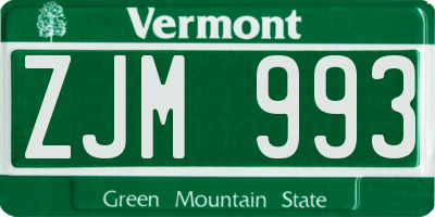 VT license plate ZJM993