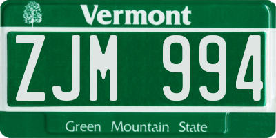 VT license plate ZJM994