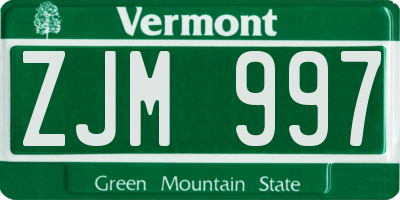 VT license plate ZJM997