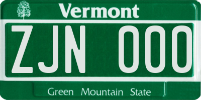 VT license plate ZJN000