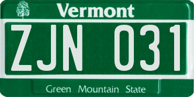 VT license plate ZJN031