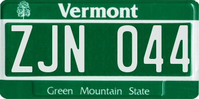 VT license plate ZJN044