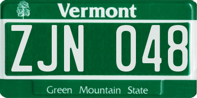 VT license plate ZJN048