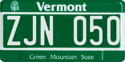 VT license plate ZJN050