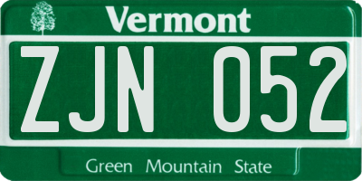 VT license plate ZJN052