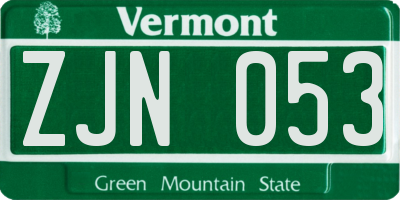 VT license plate ZJN053