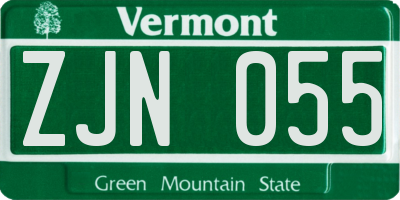 VT license plate ZJN055