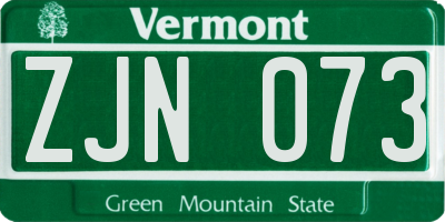VT license plate ZJN073