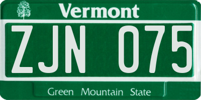 VT license plate ZJN075