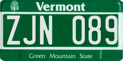 VT license plate ZJN089