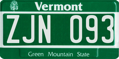 VT license plate ZJN093