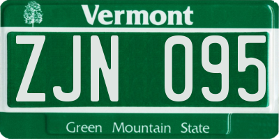 VT license plate ZJN095