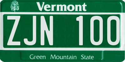 VT license plate ZJN100