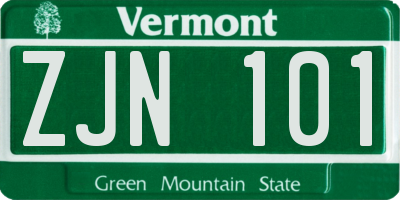 VT license plate ZJN101