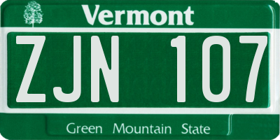 VT license plate ZJN107