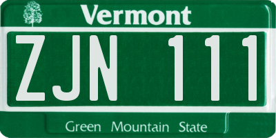 VT license plate ZJN111