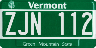 VT license plate ZJN112