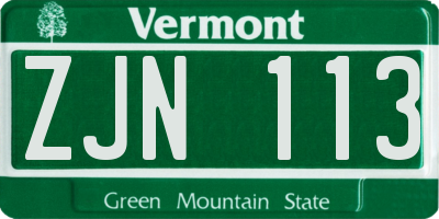 VT license plate ZJN113