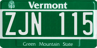 VT license plate ZJN115