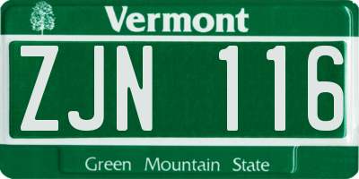 VT license plate ZJN116