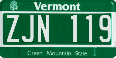 VT license plate ZJN119