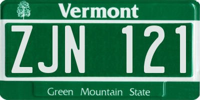 VT license plate ZJN121