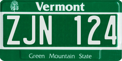 VT license plate ZJN124