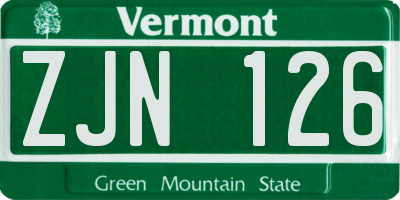 VT license plate ZJN126