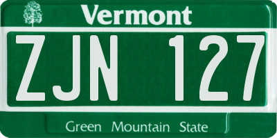 VT license plate ZJN127
