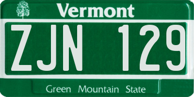 VT license plate ZJN129
