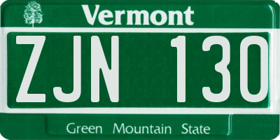 VT license plate ZJN130