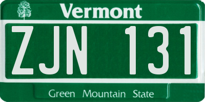 VT license plate ZJN131