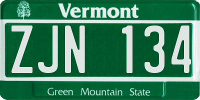 VT license plate ZJN134