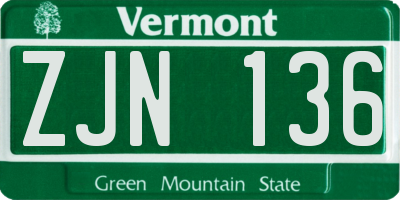 VT license plate ZJN136